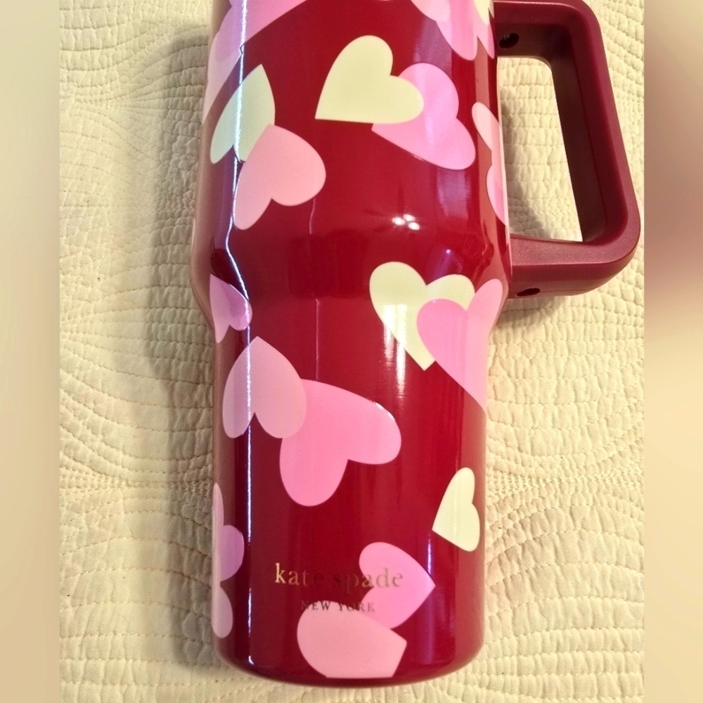 NWT Kate Spade Valentine Heart Stainless Steel Tumbler,  40 oz - Picture 3 of 9